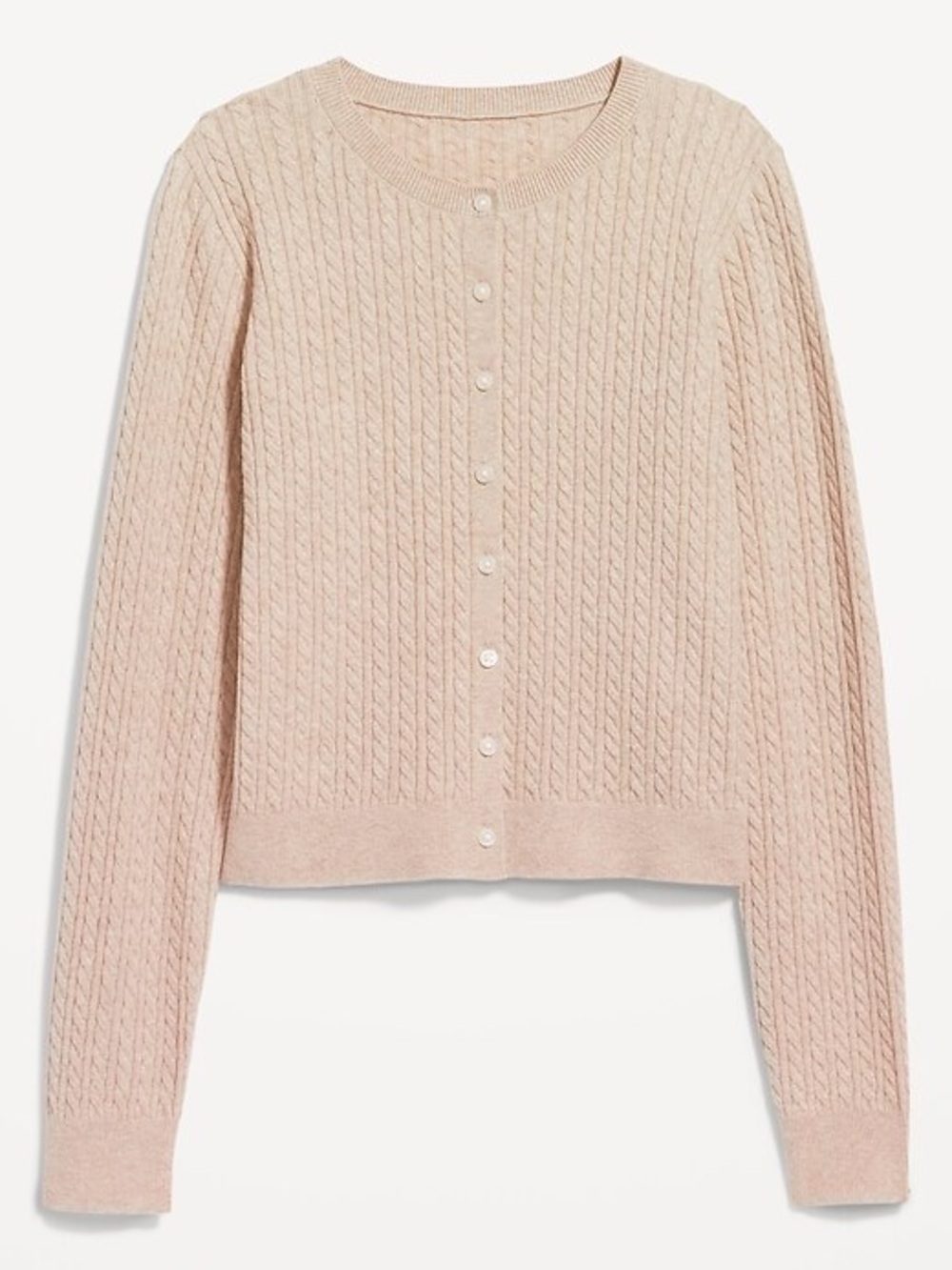 Women's Cable Knit Button-Front Cardigan Sweater - Blush